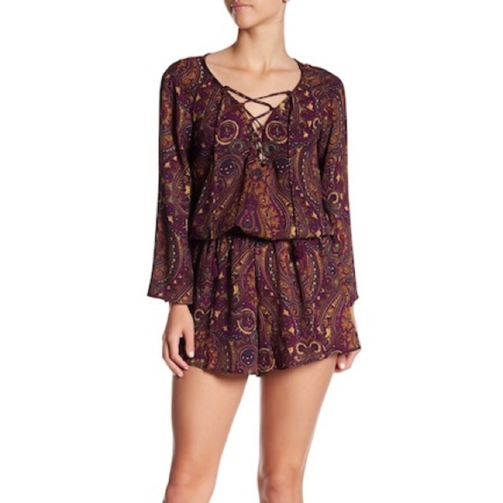 Show Me Your Mumu Tillie Lace Up Romper Sz Medium